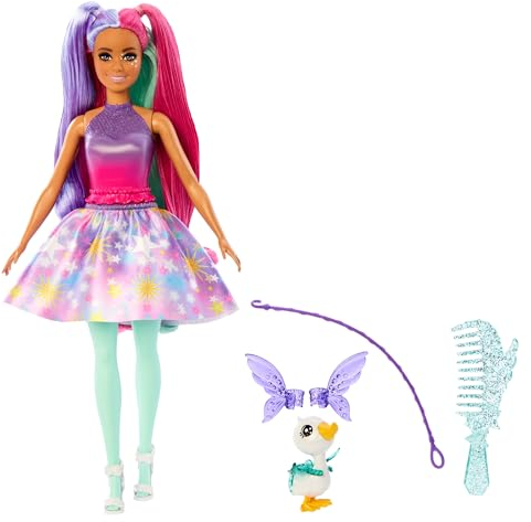 Barbie A Touch of Magic EIN verborgener Zauber Puppe und Accessoires, Glyph-Puppe in Fantasy-Outfit, Haustier, Leine und Styling-Accessoires, JCW50