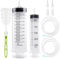 Omsscun Spritze 250ml + 550ml, 2 Stück Spritze mit Schlauch, Syringe Set, Dosierspritze, Große Spritze für Motoröl, Labor, Tierfütterung, Garten, Wissenschaftliche Forschung