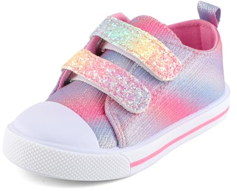 Cheerful Mario 1-5 Jahre Baby Mädchen Canvas Schuhe Mode Segeltuchschuhe Freizeit Sneakers für Kleinkind Mädchen Glitzer Neon 27 EU