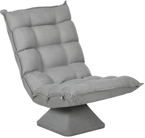 HOMCOM Bodenstuhl 360° drehbar Bodensessel mit Verstellbarer Rückenlehne gepolstert Relaxsessel zum Fernsehen, Lesen Meditationsstuhl Lazy Sofa Lesesessel für Meditation Yoga Hellgrau