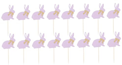 Warmhm 48 Stk Cupcake-Topper zu Ostern Osterfrucht- Papierbecher Kuchen Picks Kuchen Topper Hase Pappbecher einstecken Zylinder schmücken Hölzern Rosa