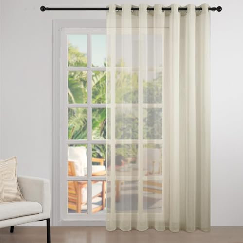 Topfinel Voile Gardinen mit Ösen Vorhänge Dekoschal mit Stickerei für Wohnzimmer Schlafzimmer 1er Set je 260x300cm (HxB)