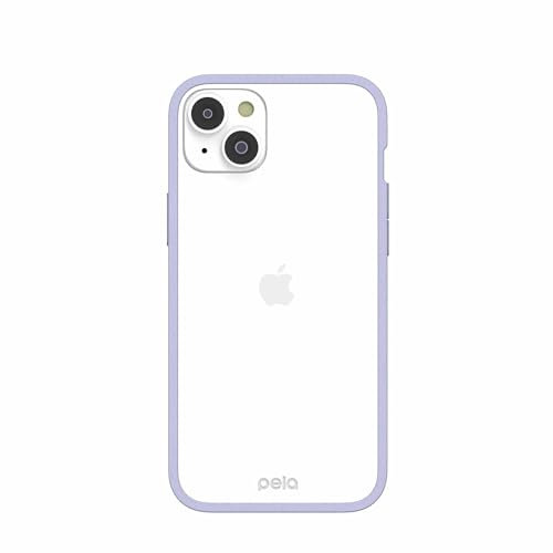 Pela Schutzhülle für iPhone 14 Plus, transparent mit Lavendel-Rand, umweltfreundlich, kompatibel mit iPhone 14 Plus