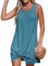 CUPSHE Women's Swimsuit Coverup Sleeveless Waffle Knit Swimwear Beach Cover Ups Twisted Mini Dress Blue M