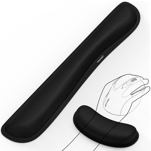 TECKNET Handballenauflage Tastatur, Handgelenkauflage und Wrist Rest für Mauspad aus Ergonomischem Gedächtnisschaum Mousepad Handauflage Set für Geschäftsreisen, Reisen, Arbeiten und Spiel