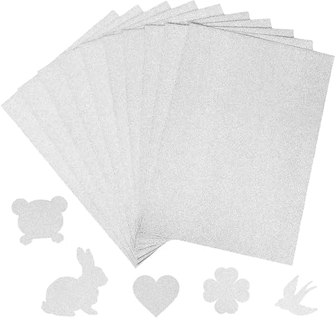 Glitzerpapier zum Basteln, 10 Blatt Bastelkarton,Glitzerpapier zum Basteln und Gestalten,A4 210x 297 mm 170g,für DIY Grußkarten Scrapbooking Glitter Craft Paper,für Hochzeit Weihnachten (Silber, A4)