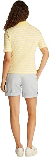 Tommy Hilfiger Damen Poloshirt Kurzarm Regular Fit, Mehrfarbig (Citronella/Ecru STP), XXL