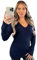 Stylish Doll Long Sleeve V-Neck Knitted Cable Women's Jumper Knitted Sweater Pull Over Jumper Top Knit Warm Winter Everday Chunky Casual Pullover Ladies Plain Tops UK (Navy, 16-18)