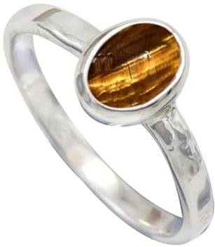 JEWELFORCE 925 Sterling Silber Tigerauge Edelstein Ring Herren Damen Stein Band Ring Alle Größen Ring Handgefertigter Schmuck JSR-1080CC_66 (21.0)