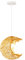 iDEGU Lampada a sospensione in rattan e legno retrò lampadario da soffitto paralume luna moderna E27 illuminazione da soffitto vintage lampada a sospensione per camera dei bambini, soggiorno, caffè,