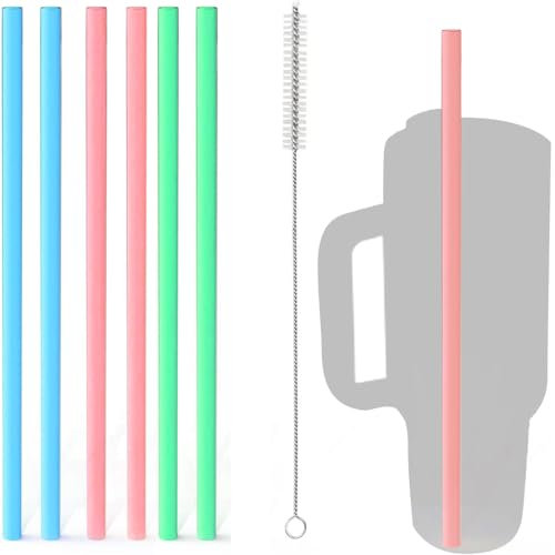 WUMZIRA 6pz Cannucce di Ricambio per Borraccia, Cannuccia Riutilizzabile Plastica Cannuccia da, Cannucce per 30/40 oz Tumbler, Cannucce con 1 Spazzola per la Pulizia