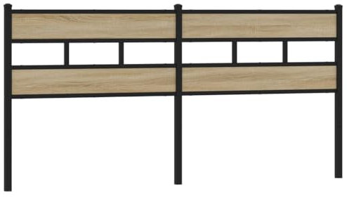 vidaXL Kopfteil, Bettkopfteil Metallbeine, Betthaupt für Bett Doppelbett, Bettzubehör Schlafzimmer, Sonoma-Eiche 200cm Eisen Holzwerkstoff