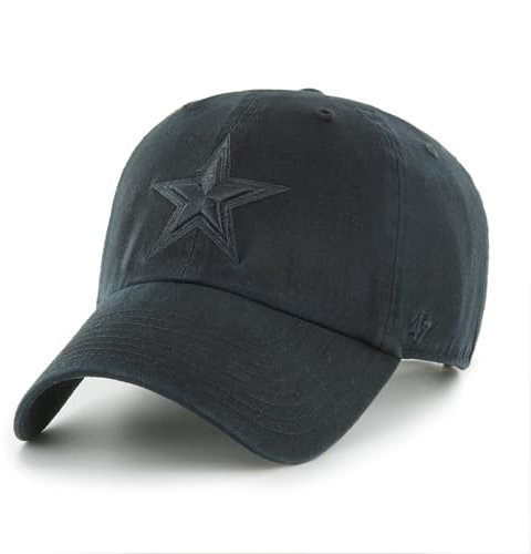 '47 NFL Dallas Cowboys Clean Up Unisex-Baseballkappe, Verstellbarer Riemenverschluss, Einheitsgröße, Team Logo, Farbe Schwarz