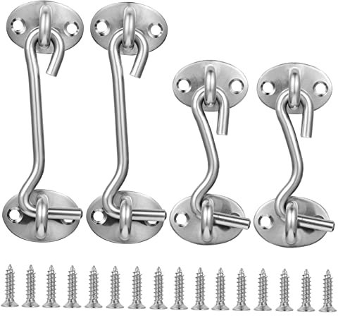 BUGUUYO 4stücke Türriegelschloss Haken Und Öse Schlossriegel Aus Edelstahl Für Türen Und Fenster Einfache Montage Mit Befestigungsschrauben Geeignet Für Garage Abstellraum Küchenschränke u