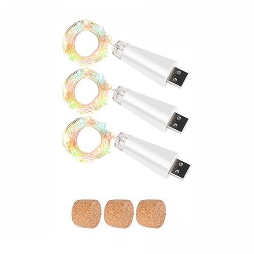KOBWA Wine Bottle Cork Lights,USB Rechargeable 15 LED Copper String Lights, 59 Inch for DIY Bottle Decoration, Wedding, Party, Home, Outdoor, Garden, and Christmas Decor