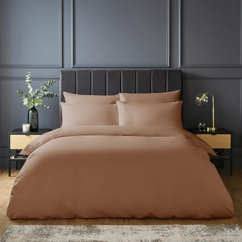 Silentnight Pure Cotton Duvet Set - Luxurious Cool Soft Touch 200 Thread Count - Button Fastening - Breathable 100% Cotton Quilt Cover + Pillowcase Bed Set - Machine Washable, Dusky Pink, Double