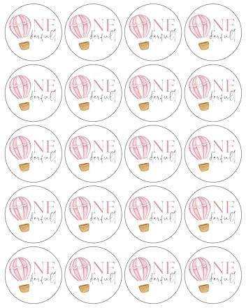 edible 20 x Onederful 1st Birthday cupcake toppers NOT PRECUT. wafer card - (Pink)