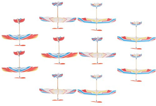 ULTECHNOVO 10Pcs Airplane Gliders for Kids, Rubber Band Powered Aircraft Airplane Model Throwing Plane Flying Toy for Outdoor Sports, Fun Birthday Party Favor Prize Reward