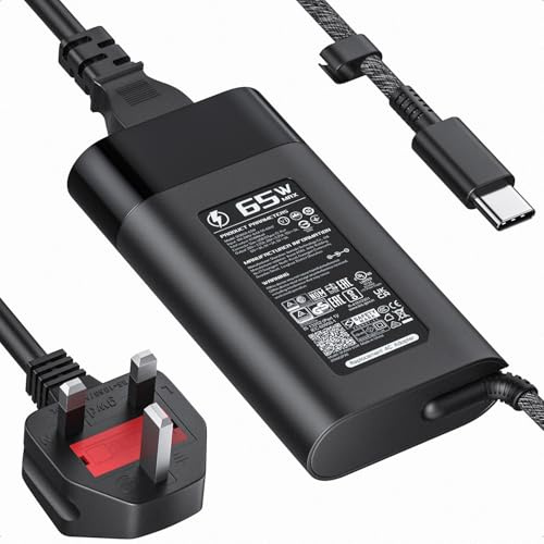New Slim HP 65W Laptop Charger USB C for HP 45W Type C Power Adapter EliteBook Elite Spectre X360 X2 830 1030 1040 Envy 11 13 14 15 ProBook 430 G6 G7 G8 Chromebook Pavilion,10FT,With UK Power Cable