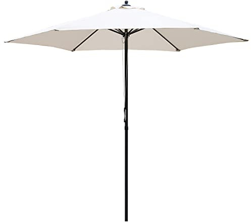 Parasol de terrasse, Parasol de Table d'extérieur à 6 Baleines, Blanc cassé, 2,8 m