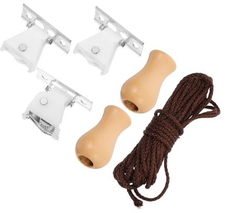 STOBAZA Bamboo Roller Blind Accessory Set Lightweight Polyester Wood and Metal Components Roller Blind Fittings Easy Installation