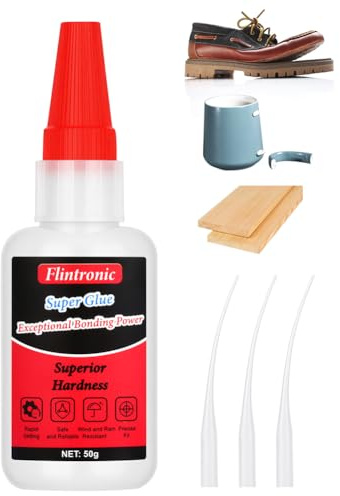 Flintronic Sekundenkleber Extra stark Gel, 50g Mächtiger Universalkleber | Schweißen Hochfester Ölkleber, Universal Wasserdichter Superkleber, Super Kleber, für Kunststoff Metall Keramik Leder Harz