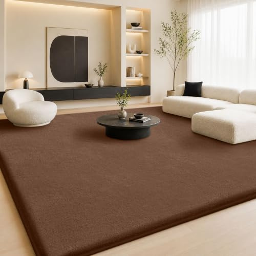 Homaxy Moderner Teppich Wohnzimmer Kurzflor Matte, 120x160 cm | Flauschig Waschbarer Teppiche Kuscheliger Extra Weich Rutschfest Bettvorleger fürs Kinderzimmer Schlafzimmer, Braun