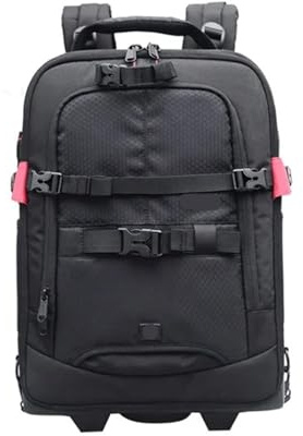 WCDFTASL Professional Wheeled Camera Case with Pull Handle, Padded DSLR Travel Roller Case and Shoulder Bag for Photography Gear