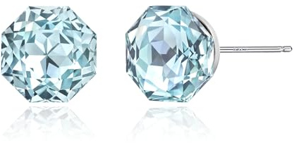 Weviway 925 Sterling Silber Ohrstecker für Damen, Ohrringe Damen mit Aquamarin Kristallen und Edelstein-Geburtsstein, Hellblauer Geburtsstein Schmuck Geschenk für Frauen Freundin Mama Mädchen
