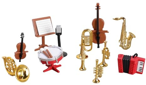 CoudarTitie Puppenhaus Miniatur Musikinstrumenten Set, Mini Musikinstrumentenmodell, Trommel