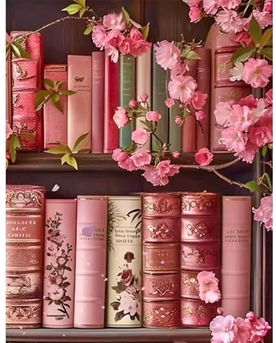JICFDAO Square Diamond Painting Eckige Steine Bücher Blumen 40x50cm Quadratische Steine Diamant Painting Bilder Bücher Blumen Erwachsene Diamond Art Gemälde Groß mit Diamond painting zubehör Dekor