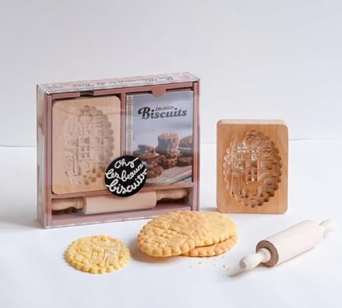 Coffret La biscuiterie de Kiki: Coffret avec 1 moule, 1 rouleau à pâtisserie et 1 livret