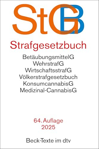 Strafgesetzbuch: mit Einführungsgesetz, Völkerstrafgesetzbuch, Subventionsgesetz, Wehrstrafgesetz, Wirtschaftsstrafgesetz, Betäubungsmittelgesetz, ... dem Jugendgerichtsgesetz, (Beck-Texte im dtv)