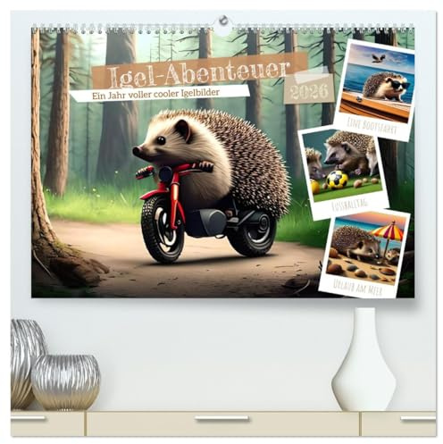 Igel-Abenteuer (hochwertiger Premium Wandkalender 2026 DIN A2 quer), Kunstdruck in Hochglanz: Lustiger Kalender mit stacheligen Gesellen (CALVENDO Tiere)
