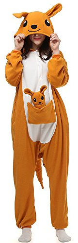 Männer Frauen Unisex Kigurumi Känguru Kostüm Anime Tier Cosplay Hoodie Onesie Erwachsene Pyjamas Karikatur Partei Halloween Nachtwäsche, Lty56brown, M(160cm-169cm)