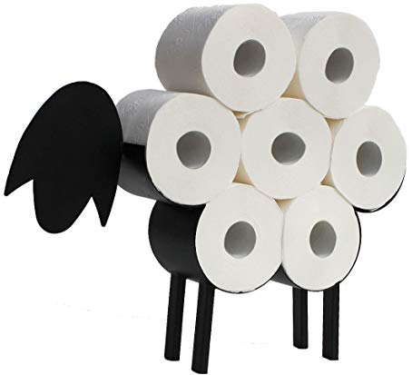 DanDiBo Toilettenpapierhalter Schwarz Metall Schaf WC Rollenhalter Freistehend WC Papierhalter Toilettenrollenhalter