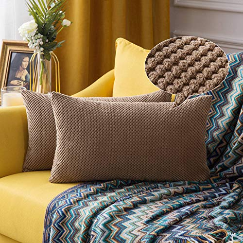 MIULEE 2er Set Kissenbezüge Dekokissen Körnig Dekorativ Kissenbezug Kissenhülle Sofakissen Deko Bezug Weich Zierkissen Kissen für Wohnzimmer Schlafzimmer 30x50cm Braun