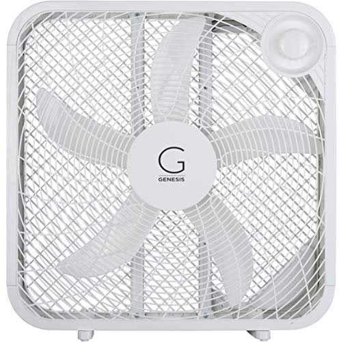 Genesis 20 Box Fan, 3 Settings, Max Cooling Technology, Carry Handle, White (G20BOX-WHT)