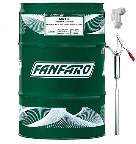 60L FANFARO Getriebeöl MAX 5 80W-90 GL-5 LS API SAE Gear Oil inkl. Auslaufhahn & Handpumpe