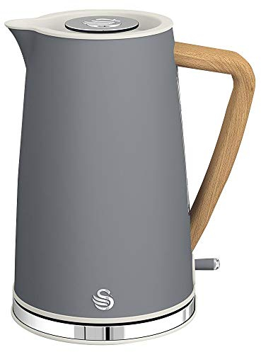 Hervidor inalámbrico de estilo nórdico de 1,7 L, color gris, tipo de electrodoméstico, capacidad 1,7 l, tipo de enchufe Reino Unido, clasificación de potencia 3000 W, gama de productos Swan Nordic