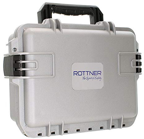 Rottner Waffentransportbox Gun Case mobile, Schnappverschluss, Grau, BxH 395x148 mm, geeignet für 2 Kurzwaffen, Munition, Zubehör