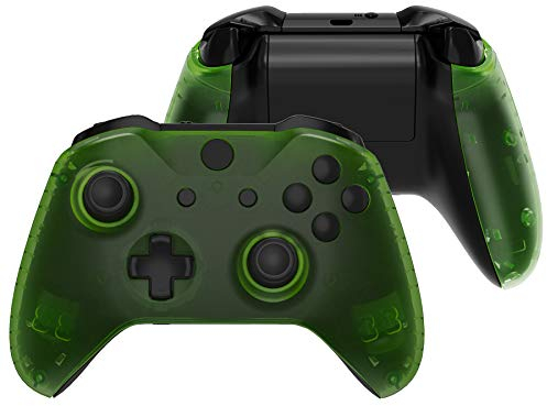 eXtremeRate Front Gehäuse & Griffe Hülle für Xbox One X/S Controller, Vorderseite Hülle & Grips Case Faceplate Ersatzteile für Xbox One S/X Controller Modell 1708-Transparent Grün