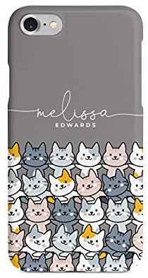 Tirita Personalised Phone Case Cover Compatible with iPhone 7/8 / SE 2020 / SE 2022 - Drawing Cartoon Kitten [04 - Dancing Cats Handwritten]