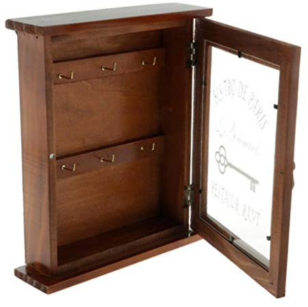 VOSAREA Wand Schlüsselkasten Holz rustikale Schlüssel Briefablage Aufbewahrungsbox Wandhalterung Retro Holz Box für Home Eingang(Braun)