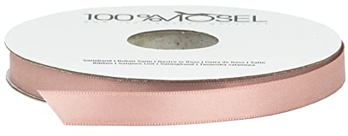 100% Mosel Satinband, in Blush Rosé (10 mm x 25 m), matt glänzendes Geschenkband, edles Schleifenband zum Dekorieren & Basteln, zum Einpacken besonderer Geschenke, für Hochzeiten, Taufen, uvm.
