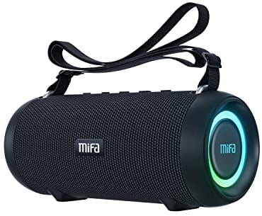 MIFA A90 Bluetooth Lautsprecher 60W kabellos IPX7 wasserdicht RGB-LED-Licht 30 Stunden Akku, USB/Micro SD-Karte/AUX-in Wiedergabe True Wireless Stereo mit Schutzhülle/tragbarem Trageriemen