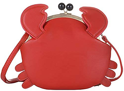 Personalisierte Damen-Umhängetasche im Cartoon-Stil, Krabbenförmige Kuriertasche, Tier-Stil, Damen-Umhängetasche, Damen-, rot
