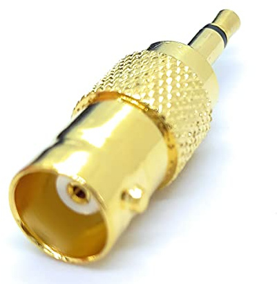 Kable BNC Female to 3.5mm Mono Jack Male Plug Adapter, Gold-Plated | CCTV Camera Video Audio Cable Connector, AV Converter for DVR, Monitor, Microphone, Surveillance Systems