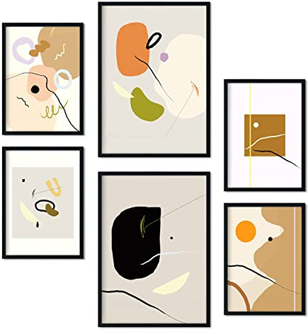 Nacnic-Set von 6 Minimalismus Poster. Sammlung von Plakate mit Collage Ästhetik für Innendekoration. Größen A3 und A4. Rahmenlos