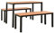 vidaXL Gartenmöbel 3-TLG. Gartengarnitur Sitzgruppe Gartenset Sitzgarnitur Gartentisch Esstisch Tisch Bank Gartenbank Stahl WPC Braun Schwarz